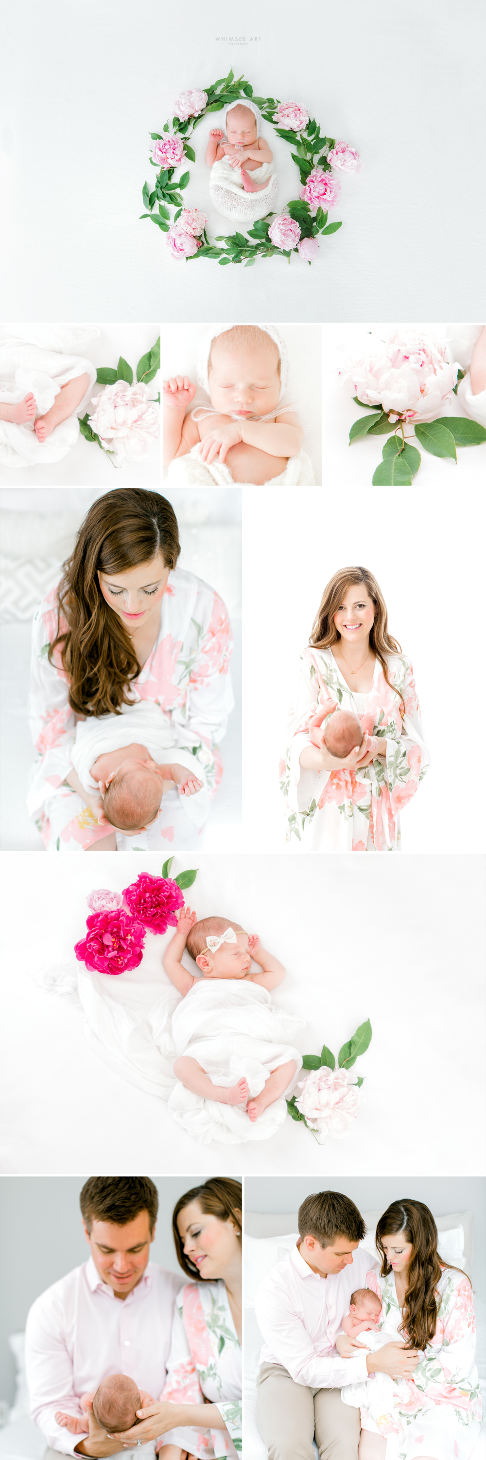 Bright Floral Studio Newborn Session | Whimsee Art Photography