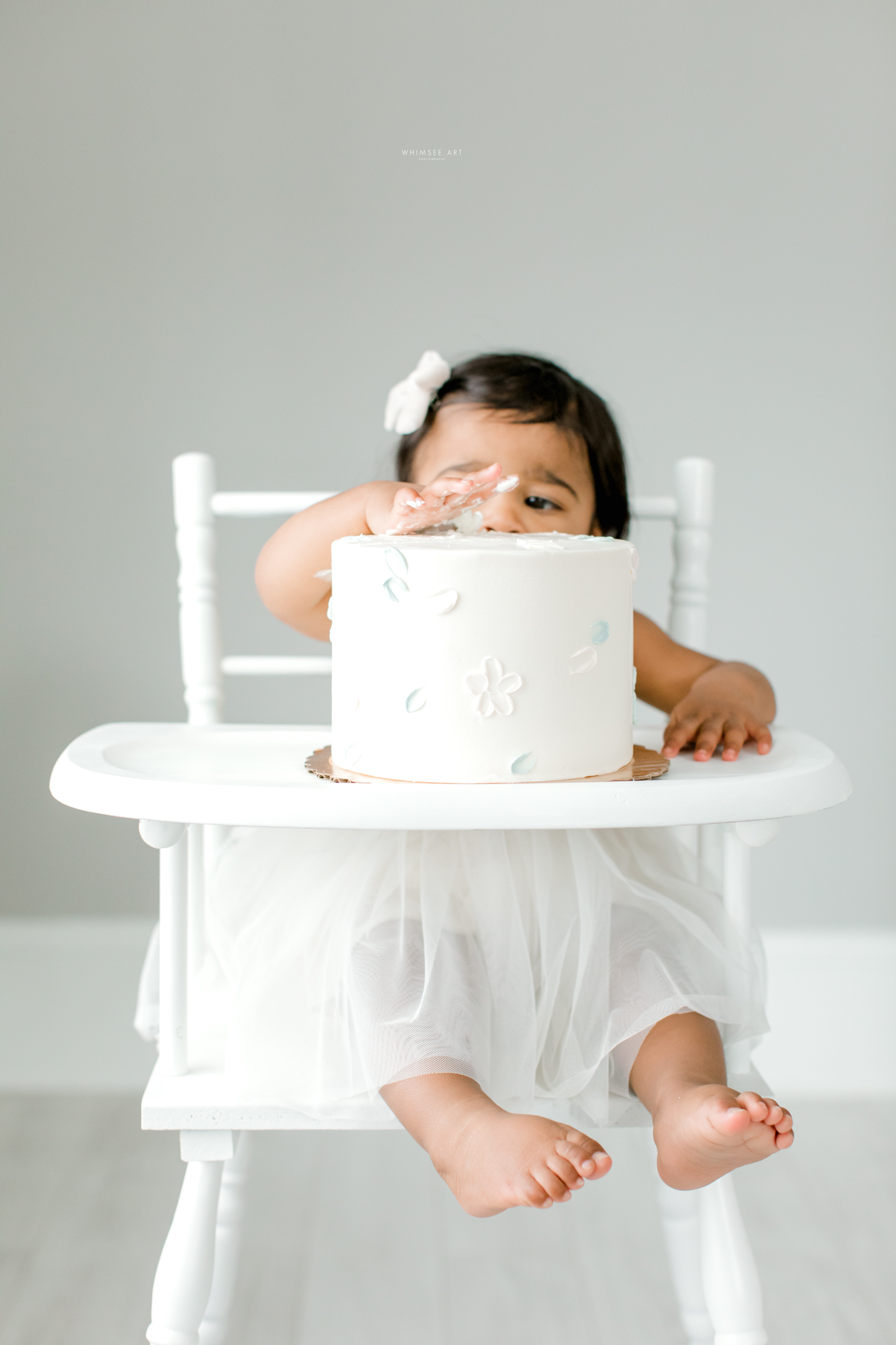 Light and Airy One Year Cake Smash | Whimsee Art Photography | Roanoke Photographers